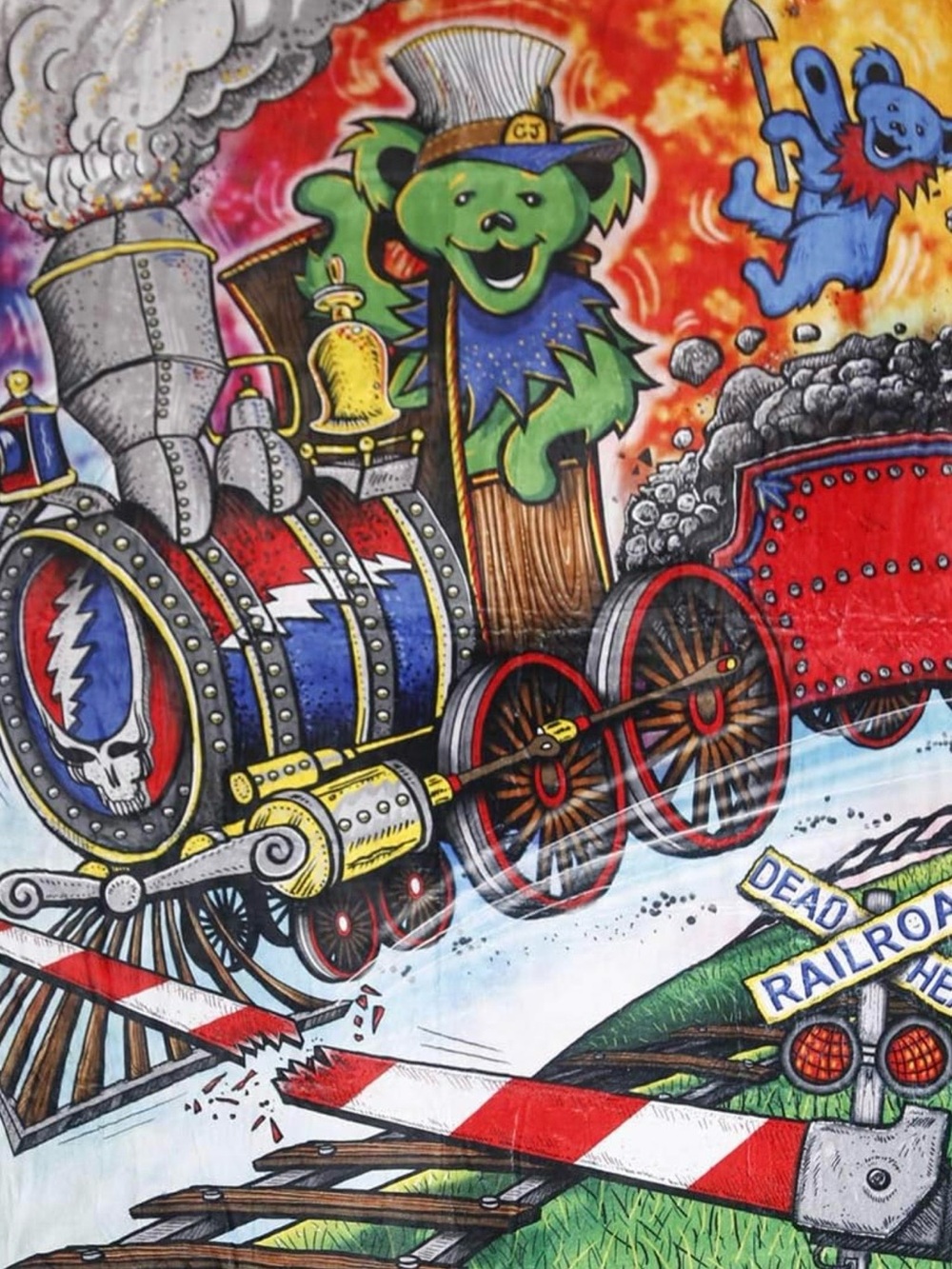 Grateful Dead Casey Jones Train Throw Blanket 50x60 Fleece Licensed Earth Ragz